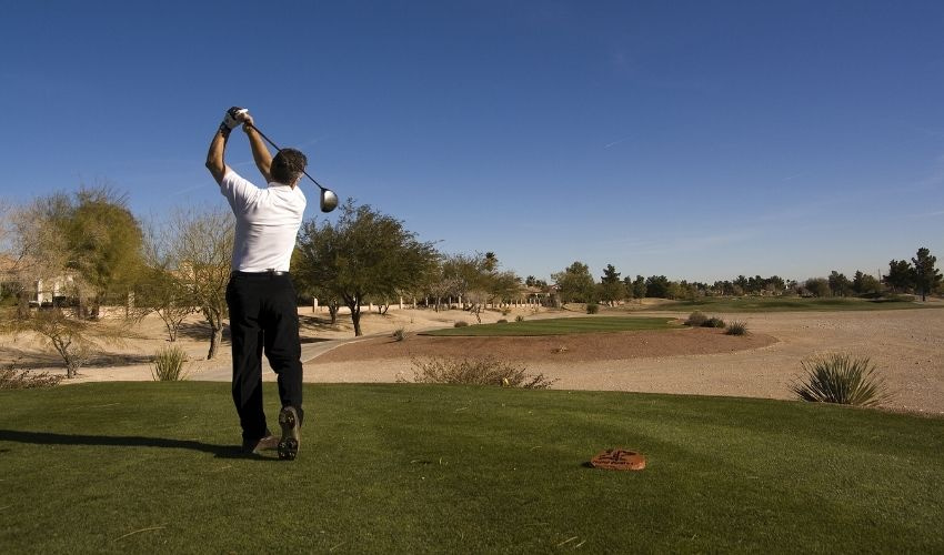 Golfer at a Las Vegas desert golf course