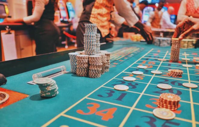 close up of a poker table