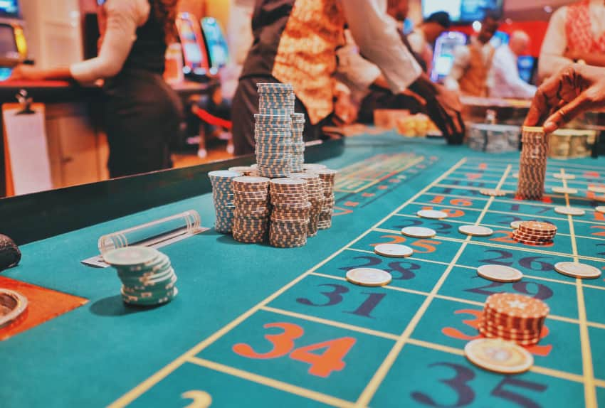 close up of a poker table