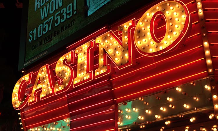 Exterior of a casino in the Fremont Street Experience