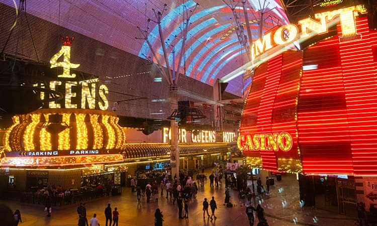 the Fremont Street Experience illuminated at night