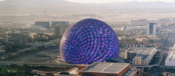 aerial view of the sphere las vegas