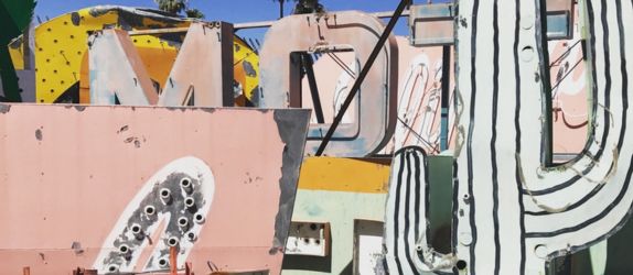 neon signs in the neon graveyard at the neon museum